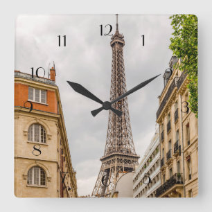 Eiffel Torn Clock Fyrkantig Klocka