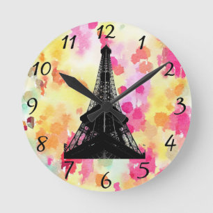 Eiffel Torn Clock Rund Klocka