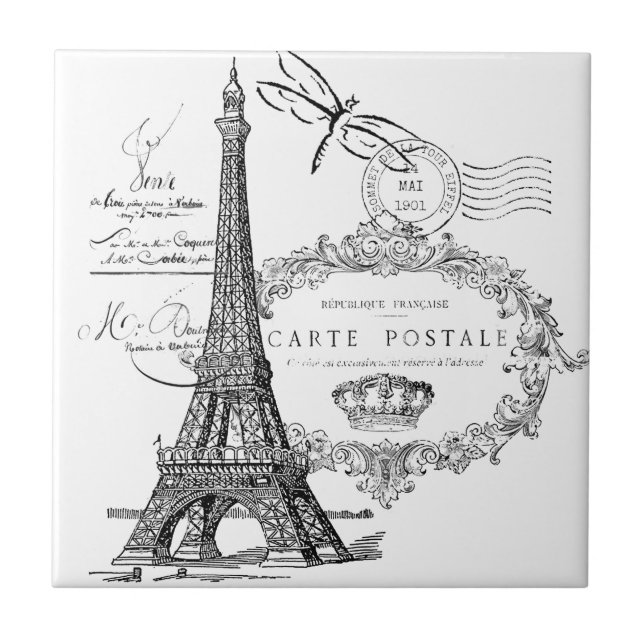 Eiffel torn collage kakelplatta (Framsidan)