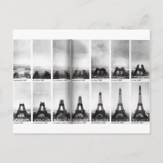 Eiffel Torn Construction Vykort (Framsida)