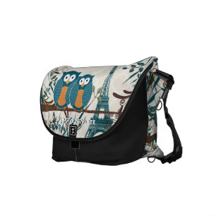 Eiffel Torn Cute Teal Uggla du väljer Färg Kurir Väska