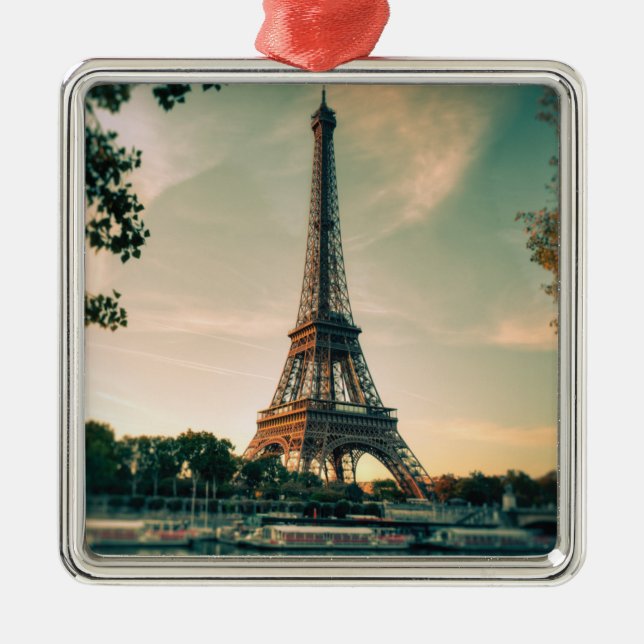 Eiffel torn dekorativ kudde julgransprydnad metall (Framsidan)