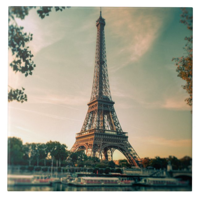 Eiffel torn dekorativ kudde kakelplatta (Framsidan)
