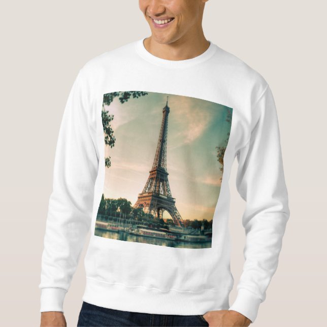 Eiffel torn dekorativ kudde lång ärmad tröja (Framsida)