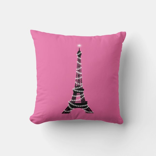 Eiffel Torn Dekorativ kudde rosa (Framsida)