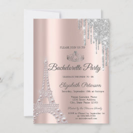 Eiffel Torn,Drips Ro Guld Bachelorette Party Inbjudningar