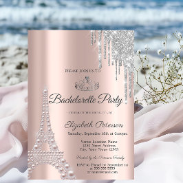 Eiffel Torn,Drips Ro Guld Bachelorette Party Inbjudningar