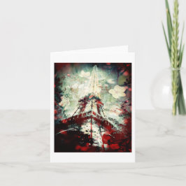 Eiffel torn, drömlik blommigt som är tom kort