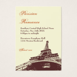 Eiffel Torn ecru prom anpassningsbar biljett