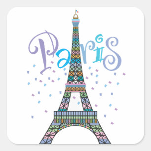 Eiffel Torn Fantasy-dekalett Fyrkantigt Klistermärke