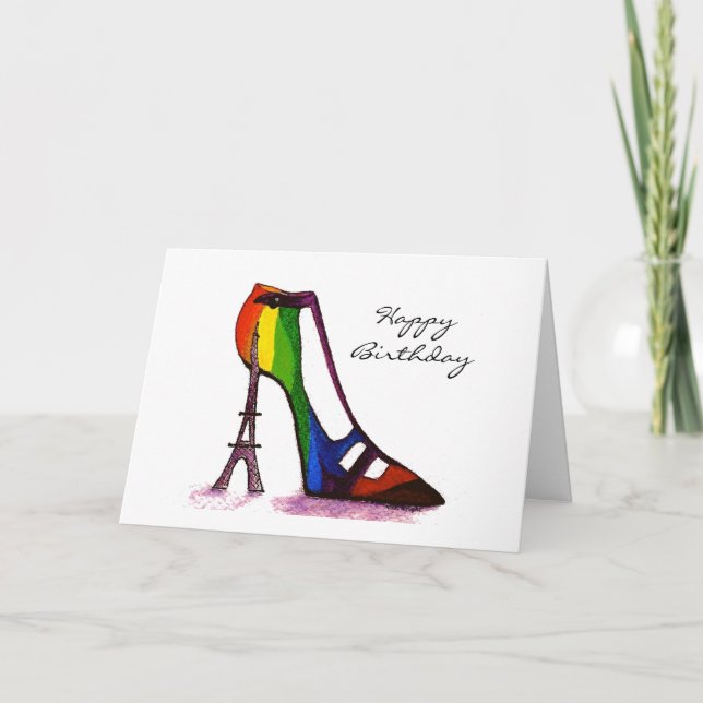 Eiffel Torn Fantasy Shoe Birthday Card Kort (Framsida)