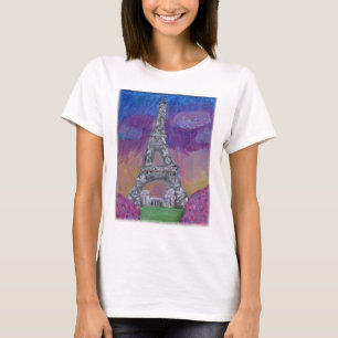 Eiffel Torn Folk Art Painting T Shirt