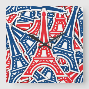 Eiffel Torn, Frankrike Mönster Fyrkantig Klocka