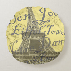 Eiffel Torn Frankrike Rund Kudde