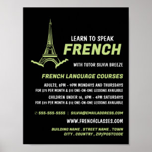 Eiffel Torn, Fransk Language Course Advertising Poster