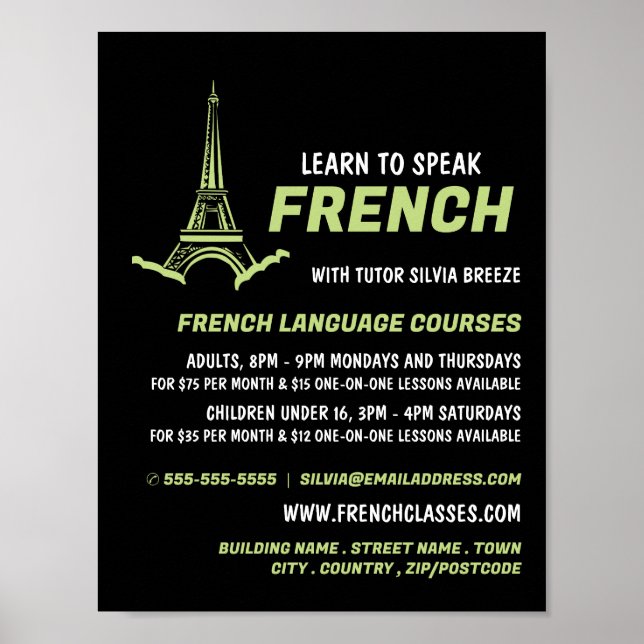 Eiffel Torn, Fransk Language Course Advertising Poster (Framsidan)