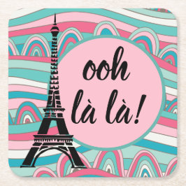 Eiffel Torn Fransk Oh la!/ Monogram Underlägg Papper Kvadrat