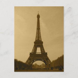 Eiffel Torn front view sepia Postcard Vykort