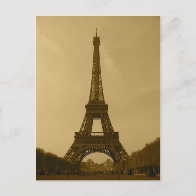 Eiffel Torn front view sepia Postcard Vykort (Framsida)