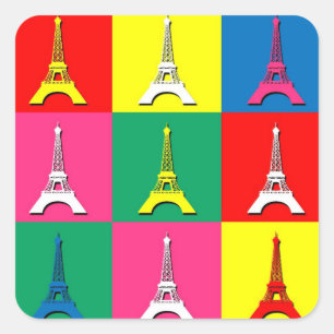 Eiffel Torn Fyrkantigt Klistermärke