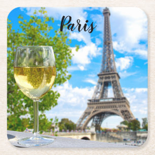 Eiffel torn-glas underlägg papper kvadrat