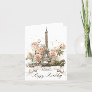 Eiffel Torn ’Grattis på födelsedagen’ med eget nam Helgkort