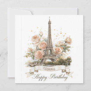 Eiffel Torn ’Grattis på födelsedagen’ med eget nam Julkort