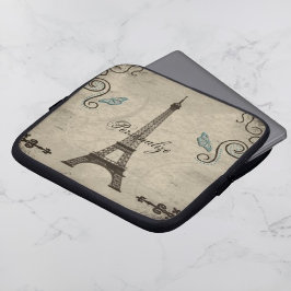 Eiffel Torn Grunge Laptop sleeve