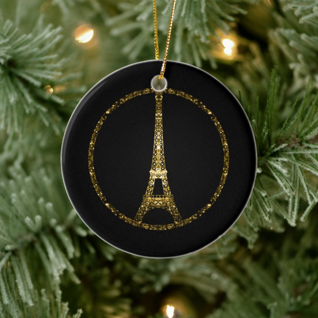 Eiffel Torn guld glitter-reservdelar Personalize Julgransprydnad Keramik (Träd)