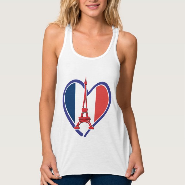 Eiffel Torn Heart Linne Med Racerback (Framsida)