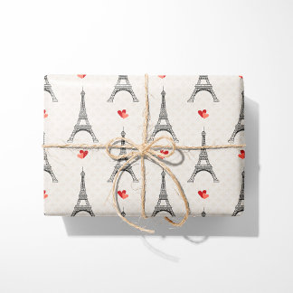 Eiffel Torn & Hearts Presentpapper