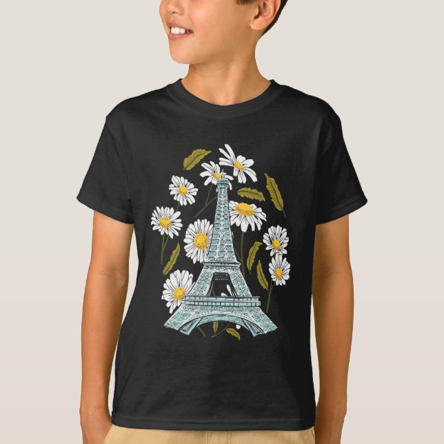 Eiffel Torn höstblomma Parinfaller i Frankrike so T Shirt (Framsida)