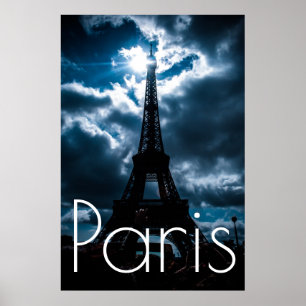 Eiffel Torn i Blue Paris Night Poster