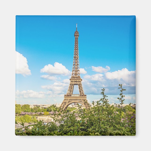 Eiffel Torn i Clouds Photo Magnet (Framsidan)