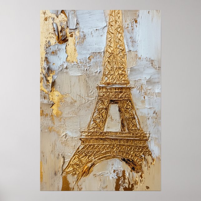 Eiffel torn i guld poster (Framsidan)
