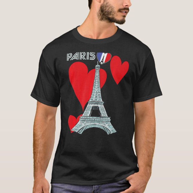 Eiffel Torn I Kärlek Paris Frankrike Souvenir Fran T Shirt (Framsida)
