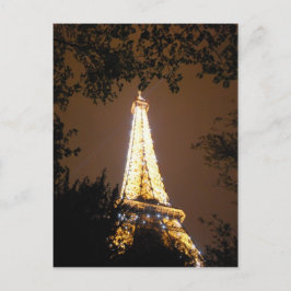 Eiffel Torn i natt, Paris Frankrike Vykort