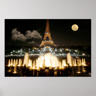 Eiffel Torn i natt Poster