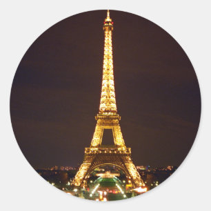 Eiffel Torn i natt Runt Klistermärke