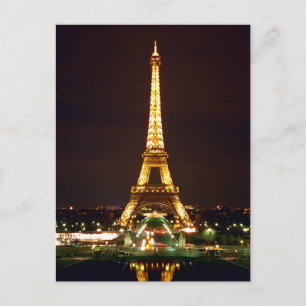 Eiffel Torn i Natten - Färg Vykort