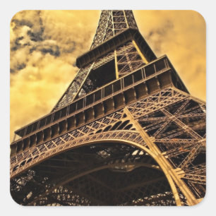 Eiffel torn i Paris Frankrike Fyrkantigt Klistermärke