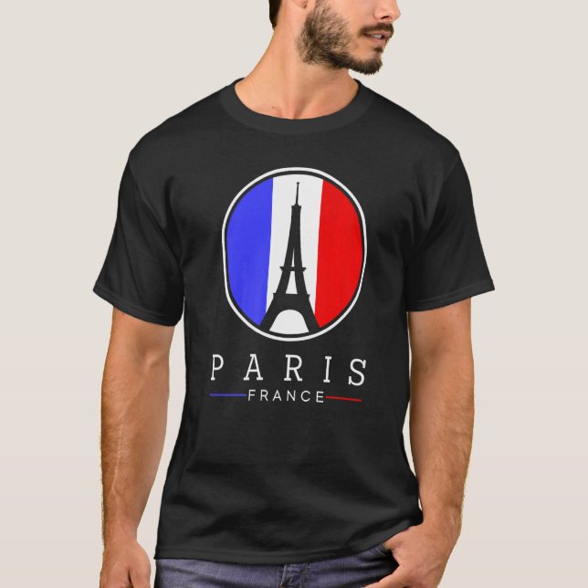 Eiffel Torn i Paris Frankrike Kärlek med Fransk T Shirt (Framsida)