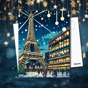 Eiffel Torn i Paris, Frankrike vid jul Vykort