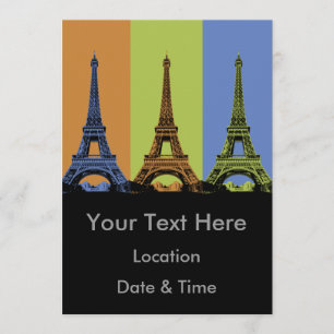 Eiffel Torn i Paris Triptych Inbjudningar