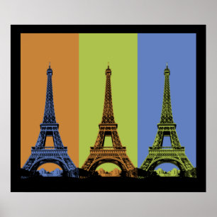 Eiffel Torn i Paris Triptych Poster