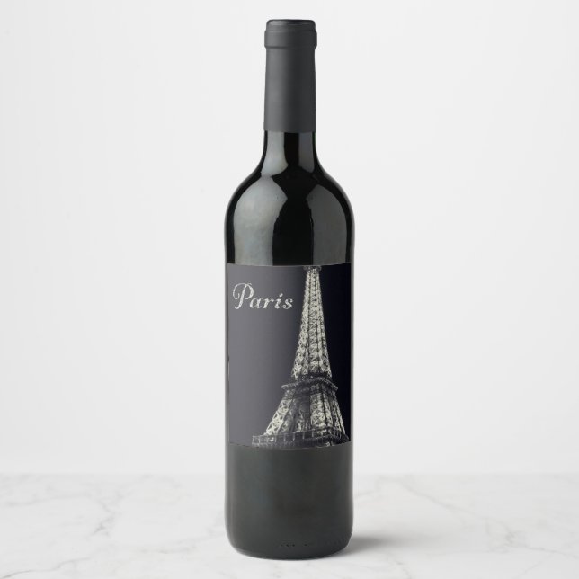 Eiffel Torn i Paris Vinflaska Etikett (Framsida)