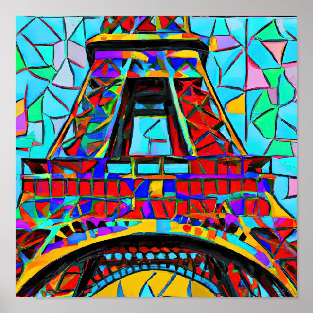 Eiffel Torn i Robert Delaunays stil. Poster (Framsidan)