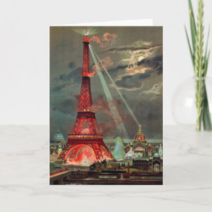 Eiffel Torn i rött hälsningskort Kort