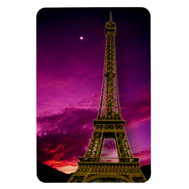 Eiffel Torn i Sunshine Himlar Premium Magnet (Vertikal)