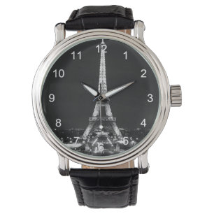 Eiffel torn i svartvitt armbandsur